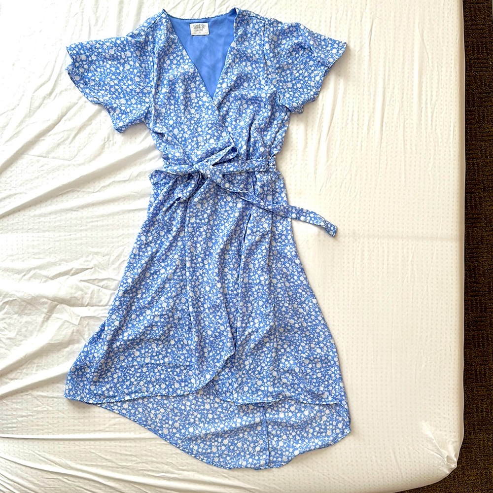 Light blue dress with white flower detail